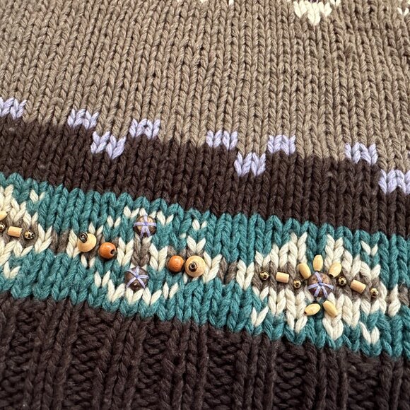 LaROK Woodsman Beaded Lace Up Reindeer Wool Sweater aso Jessica Simpson S - Picture 15 of 16